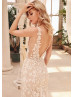 Floral Lace Tulle V Back Enchanted Wedding Dress